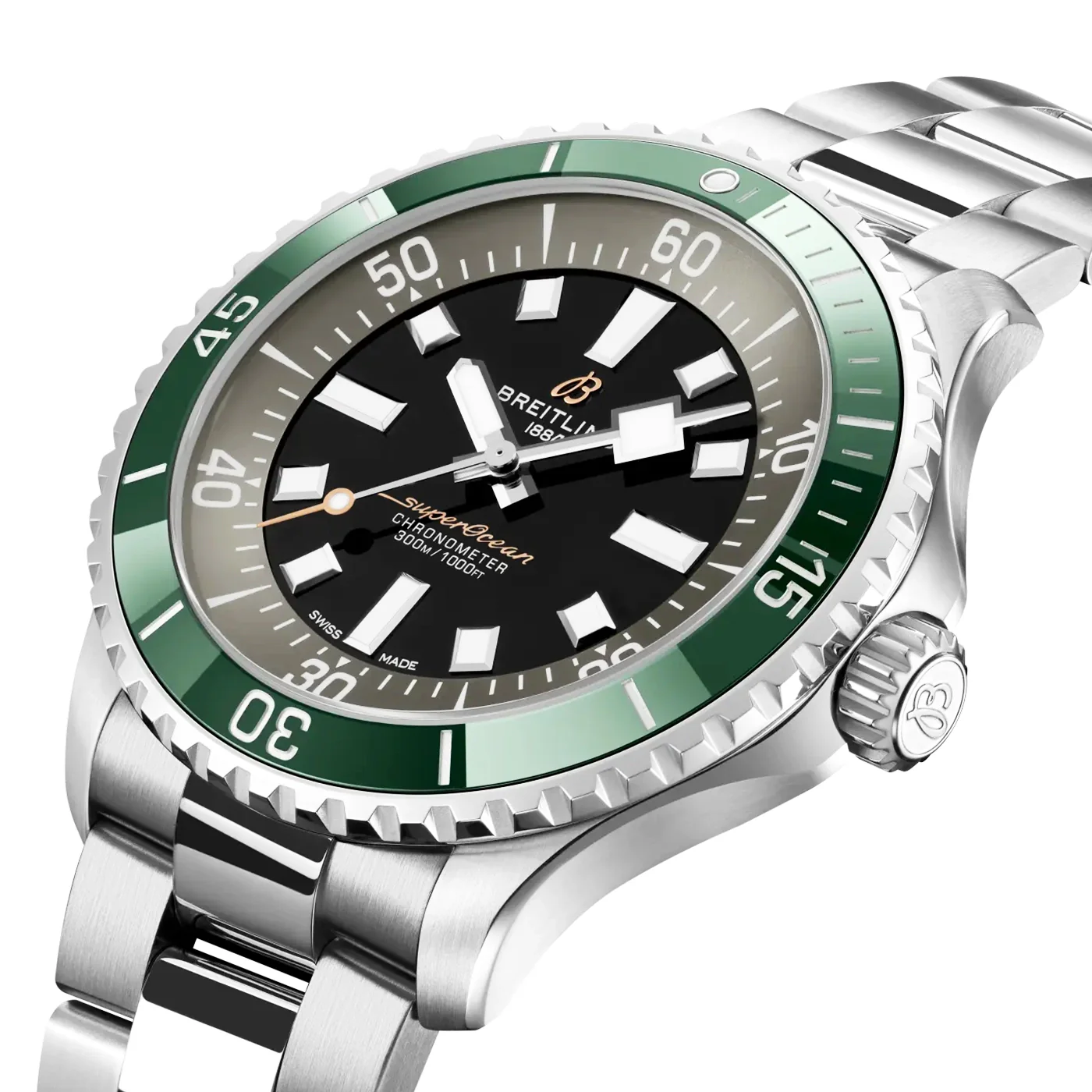 Superocean UK Edition 44mm Green Bezel Mens Bracelet Watch - Image 2