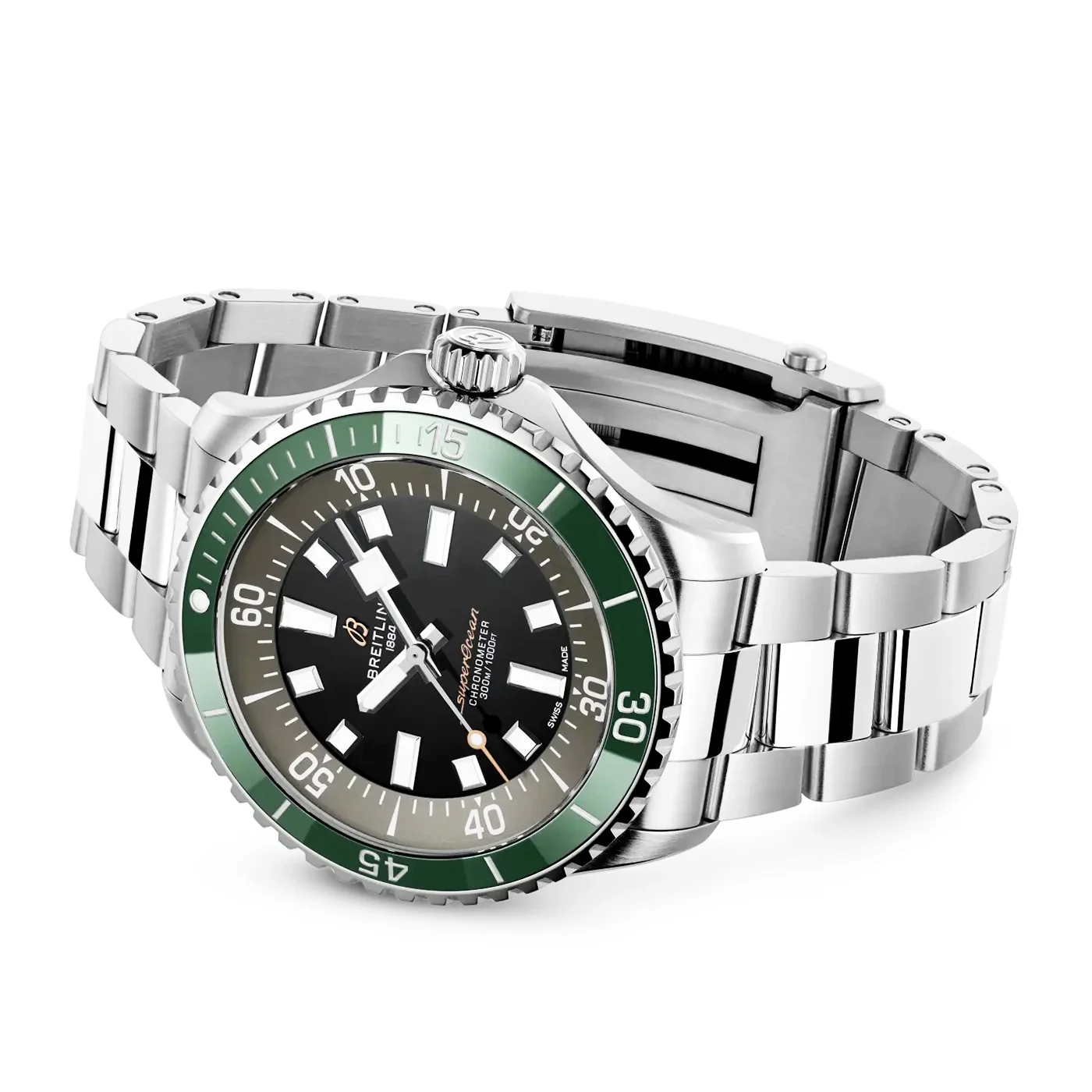 Superocean UK Edition 44mm Green Bezel Mens Bracelet Watch - Image 3