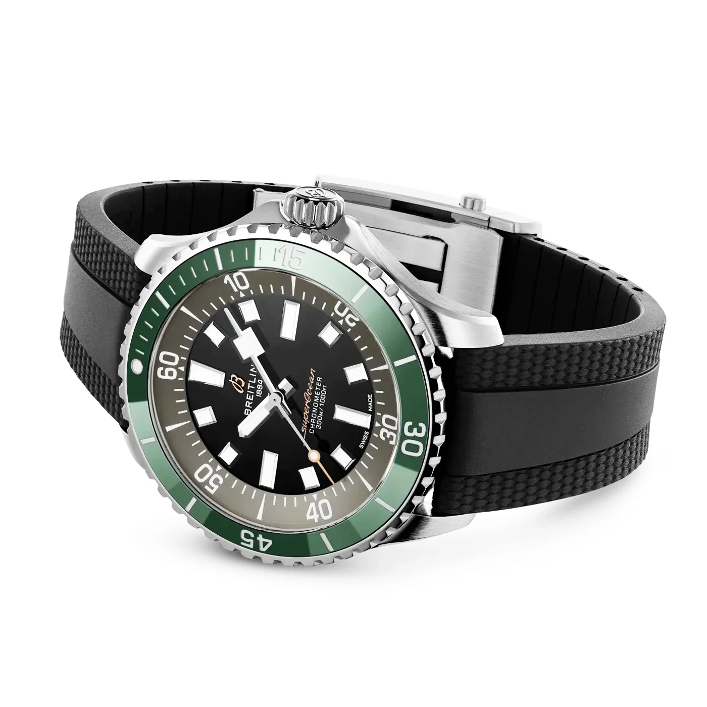 Superocean UK Edition 44mm Green Bezel Rubber Strap Watch - Image 3