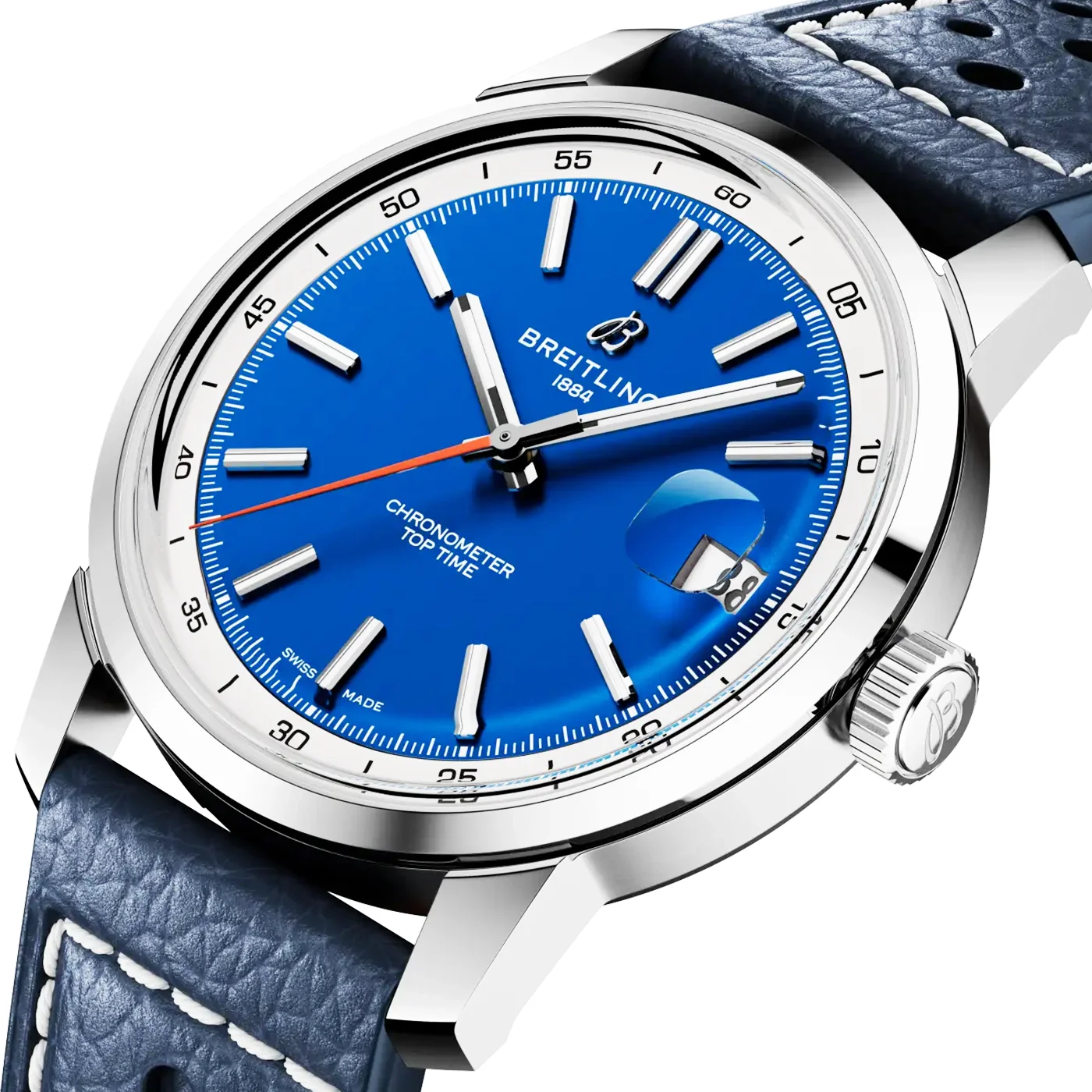 Top Time B31 38mm Blue Dial Automatic Leather Strap Watch - Image 2