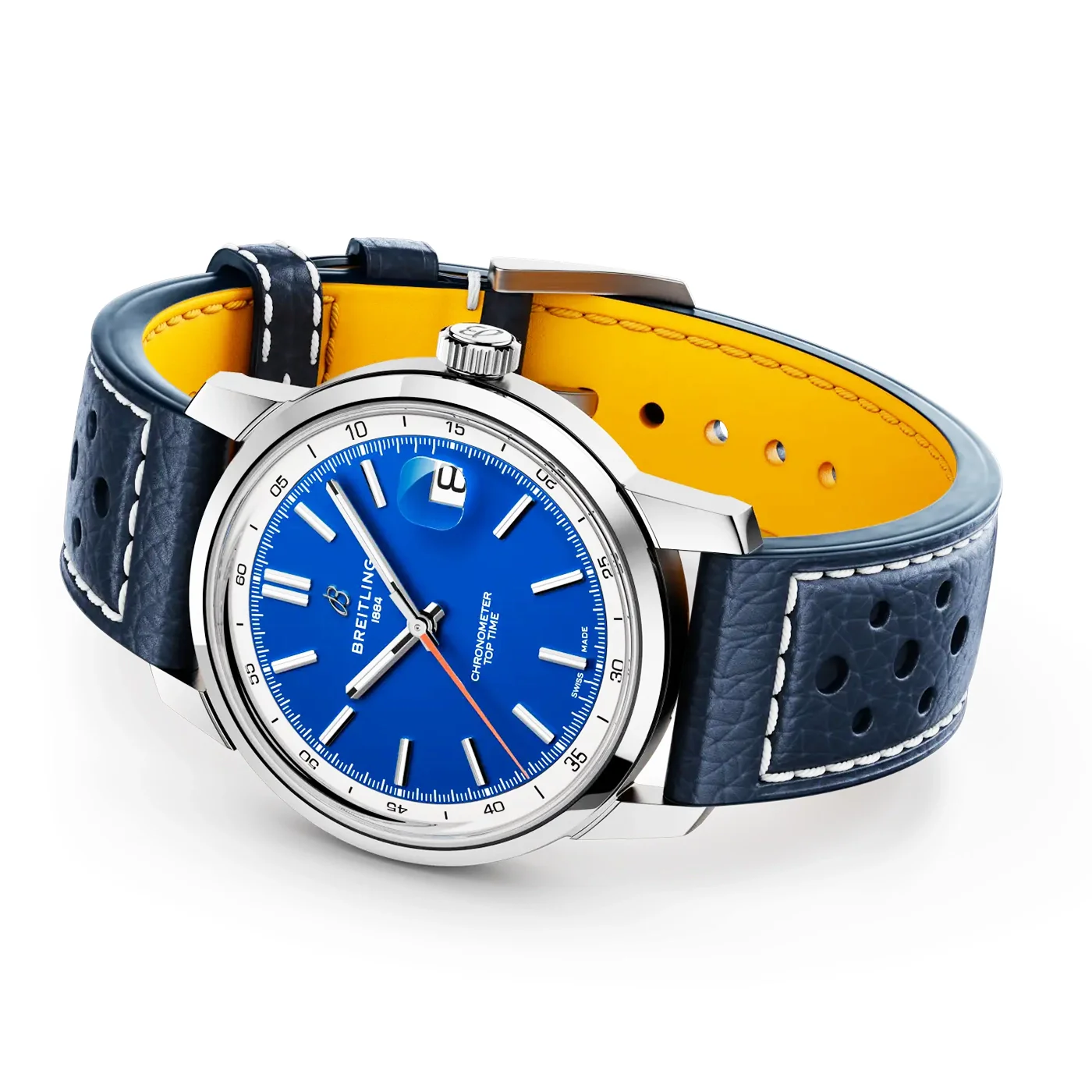 Top Time B31 38mm Blue Dial Automatic Leather Strap Watch - Image 3