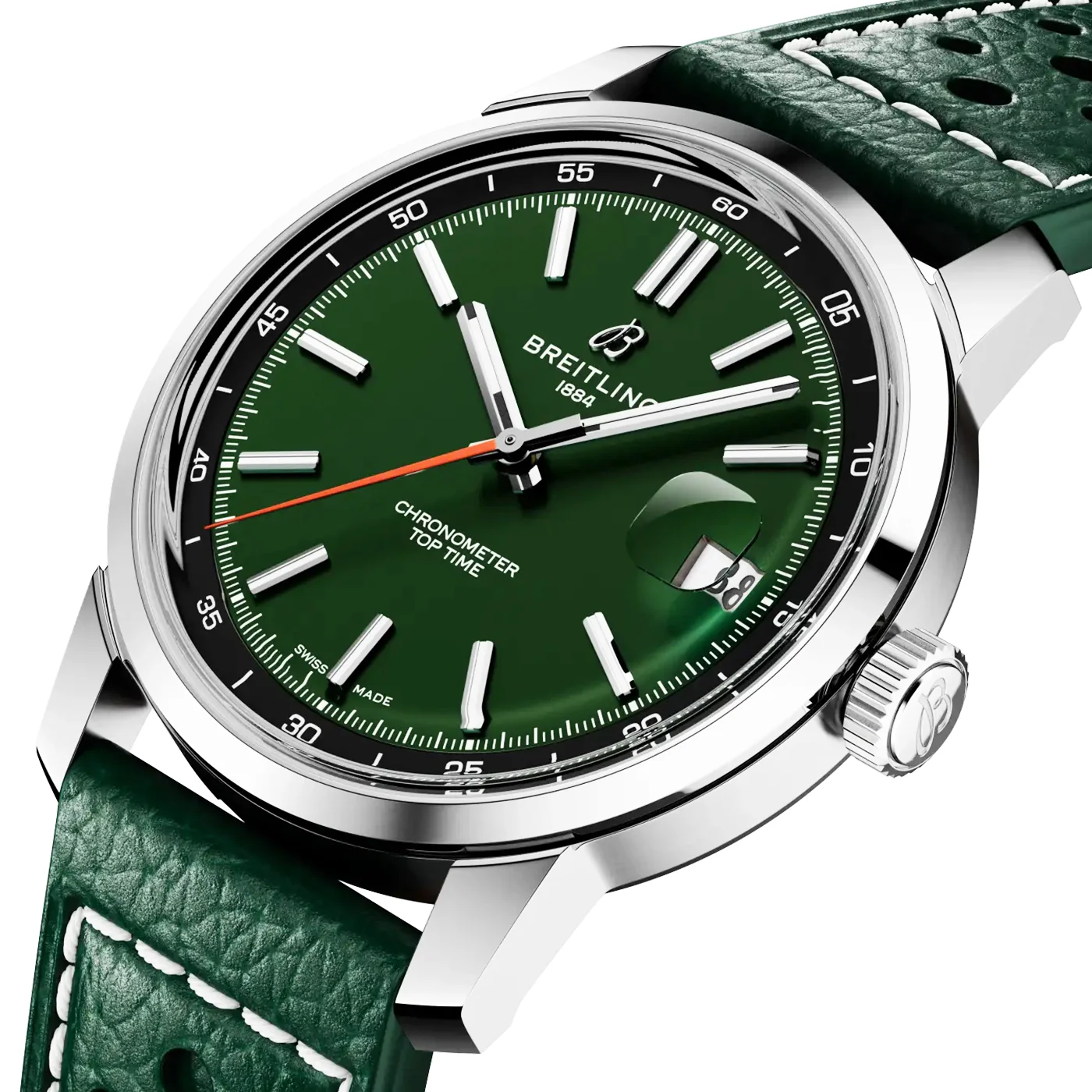 Top Time B31 38mm Green Dial Automatic Leather Strap Watch - Image 2