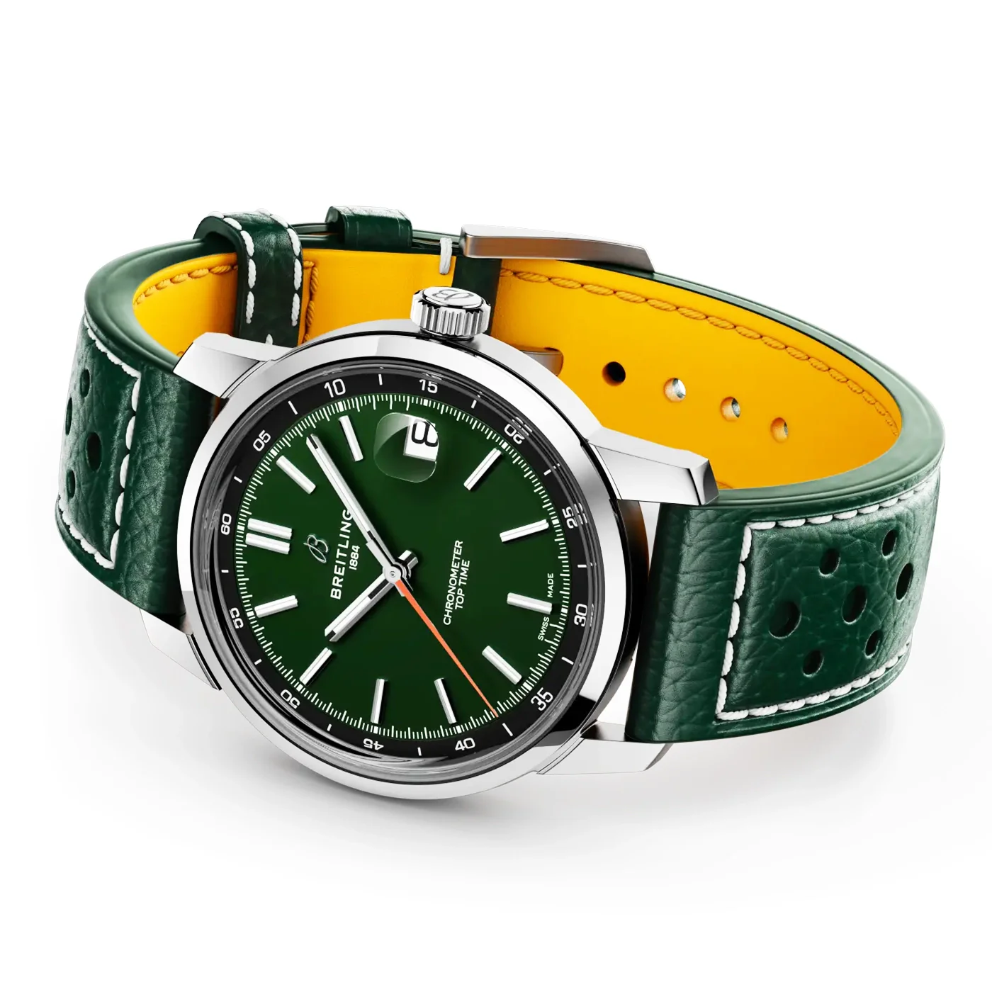 Top Time B31 38mm Green Dial Automatic Leather Strap Watch - Image 3
