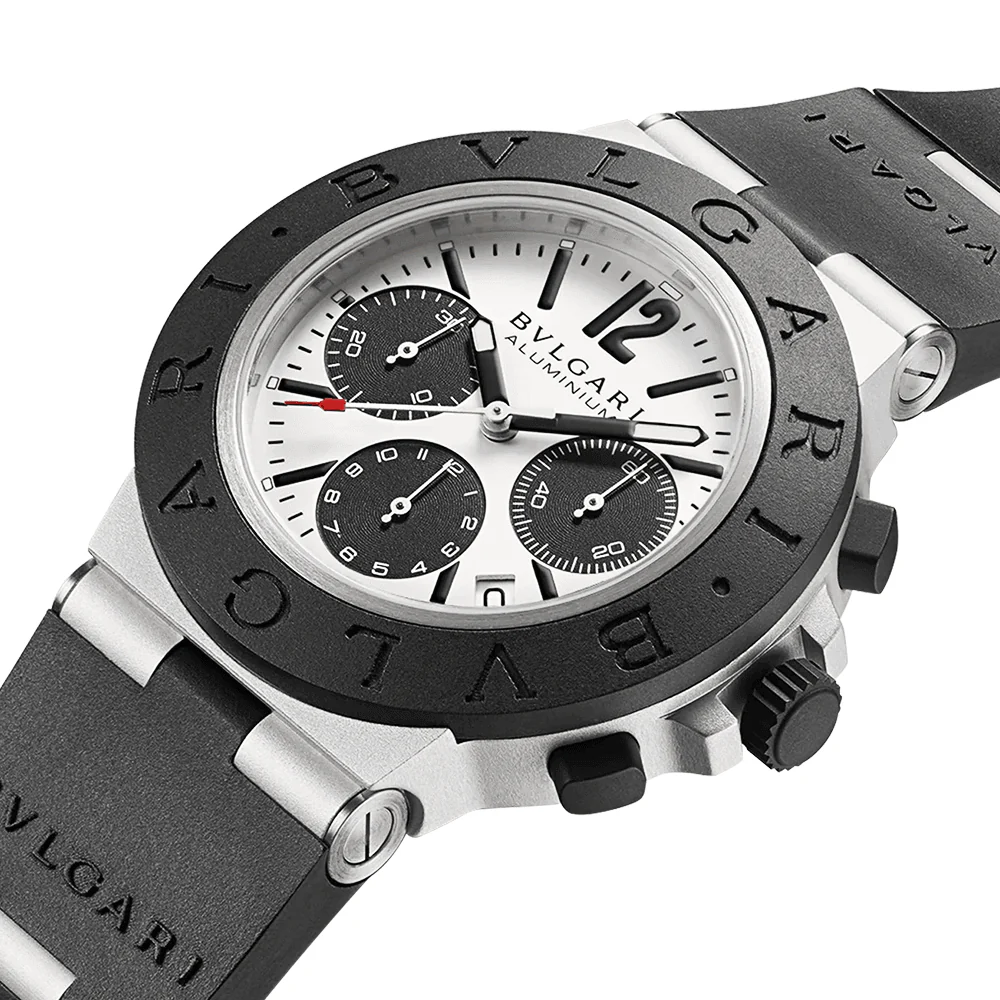 Aluminium 40mm Panda Dial Rubber Bezel Chronograph Watch - Image 2