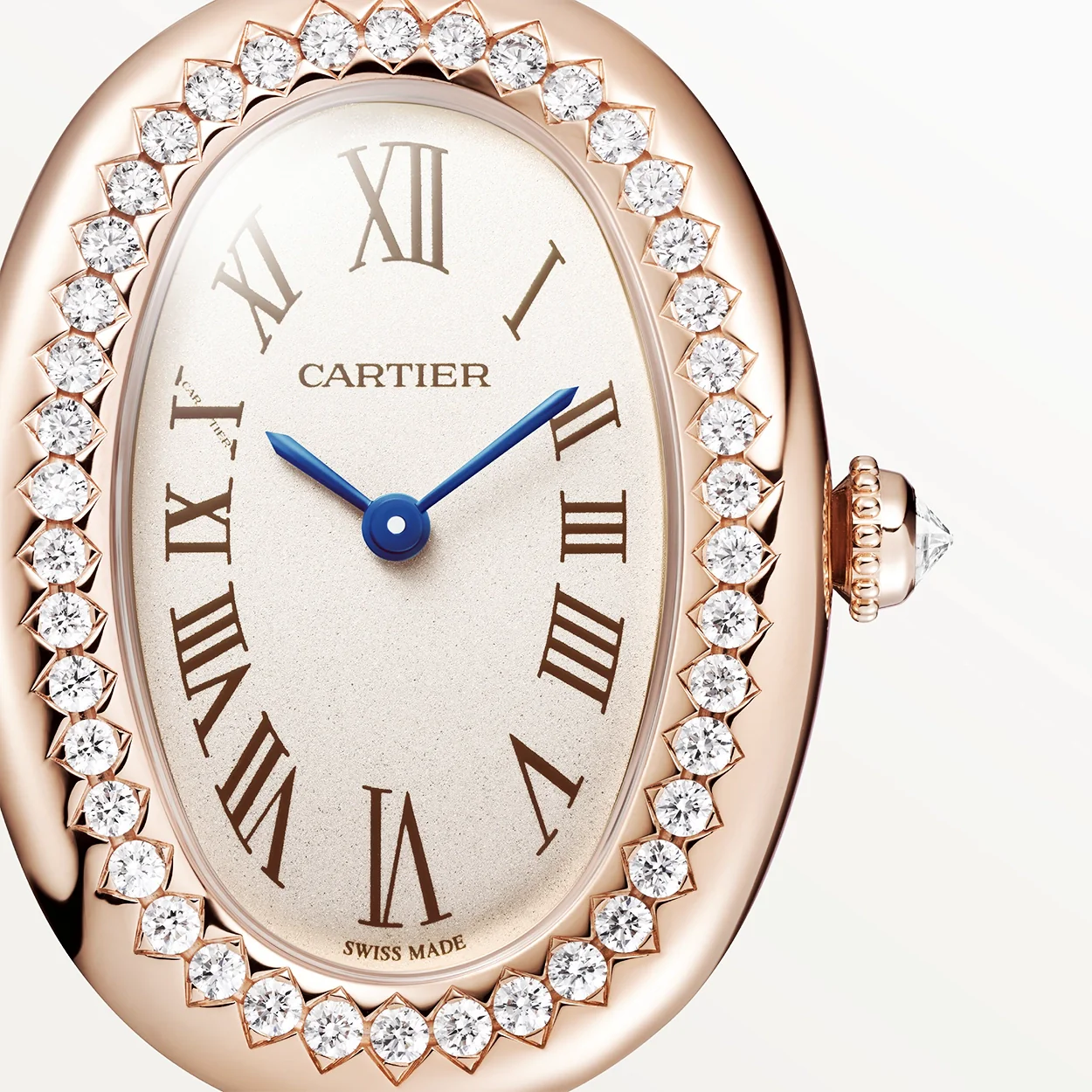 Baignoire Small Size 16 18ct Rose Gold Ladies Diamond Set Watch - Image 3