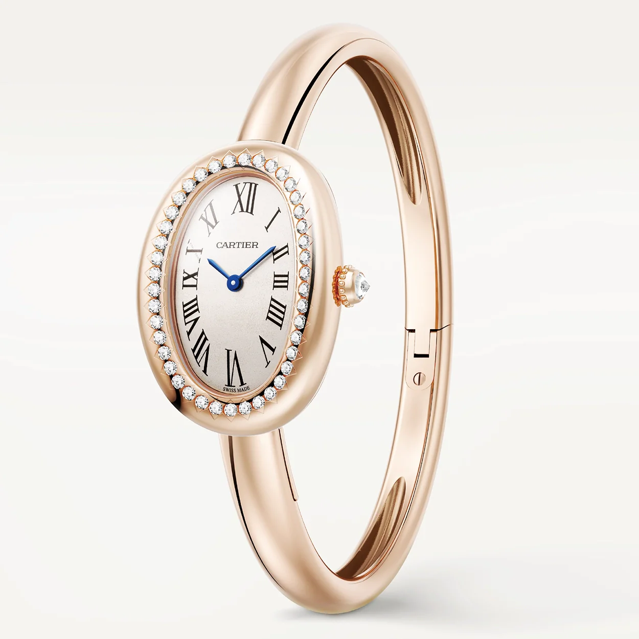 Baignoire Small Size 16 18ct Rose Gold Ladies Diamond Set Watch - Image 4