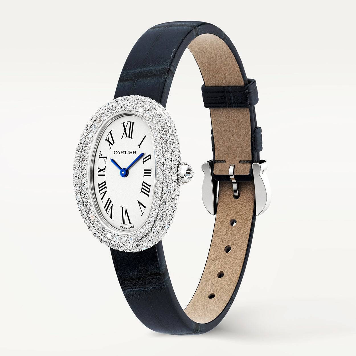 Baignoire Small 18ct White Gold Diamond Set Ladies Strap Watch - Image 3