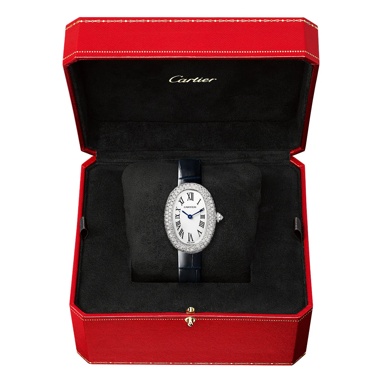 Baignoire Small 18ct White Gold Diamond Set Ladies Strap Watch - Image 4