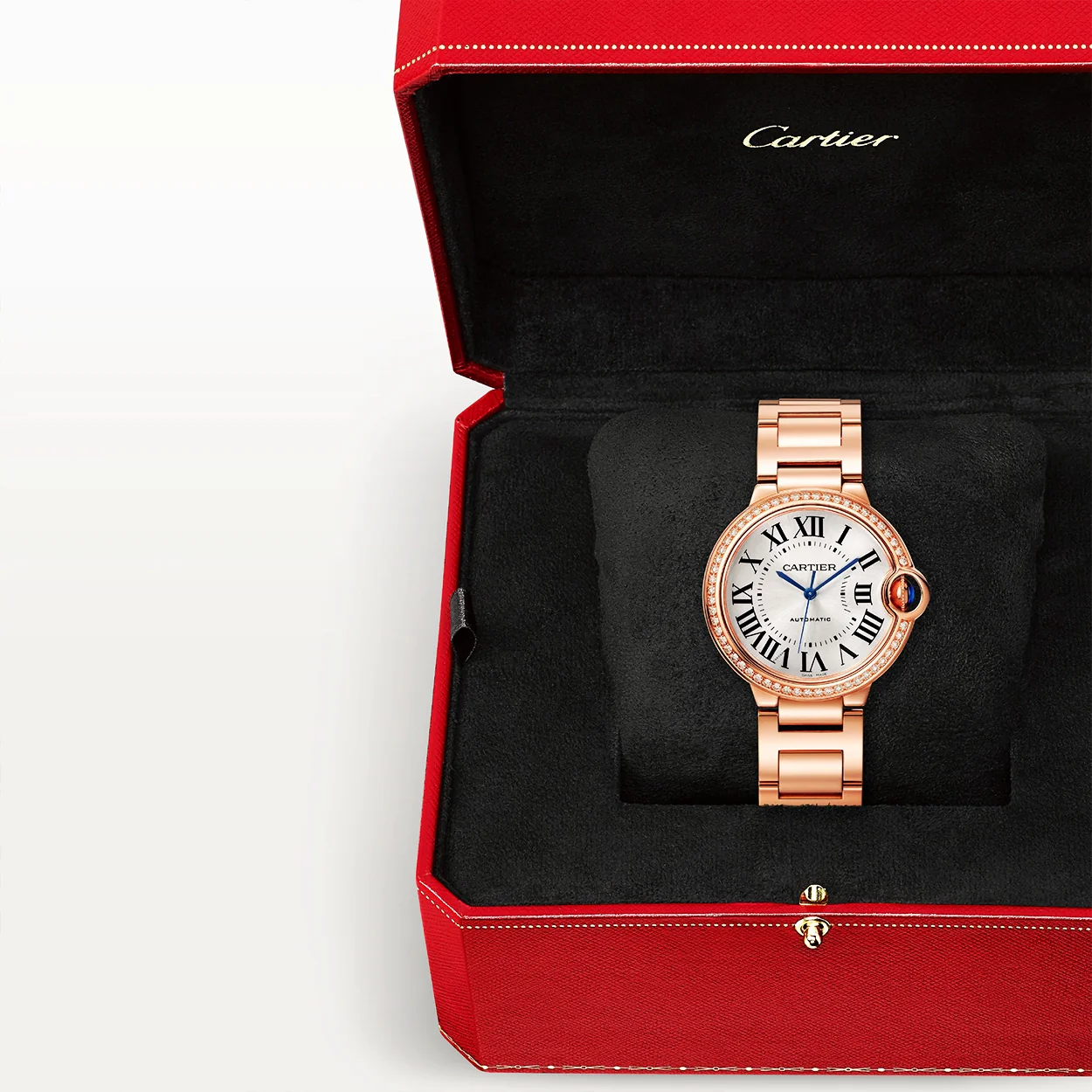 Ballon Bleu de Cartier 36mm 18ct Rose Gold Diamond Bezel Watch Metal Strap - Image 7