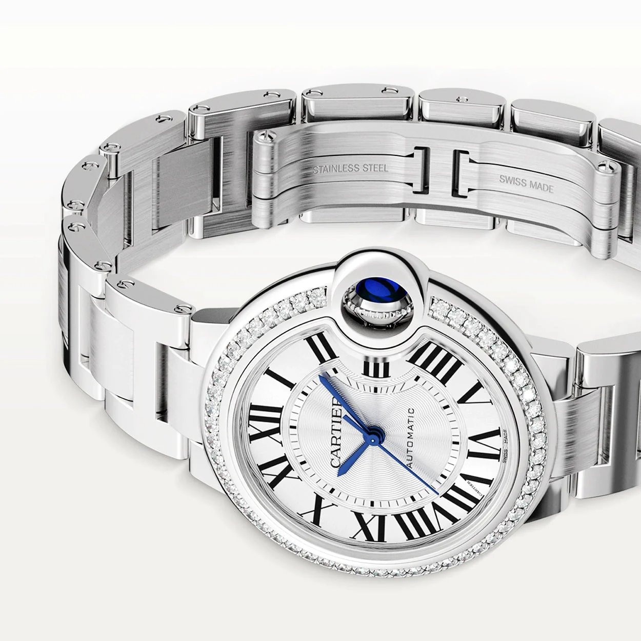 Ballon Bleu de Cartier 33mm Silver Dial Diamond Set Bezel Watch - Image 4