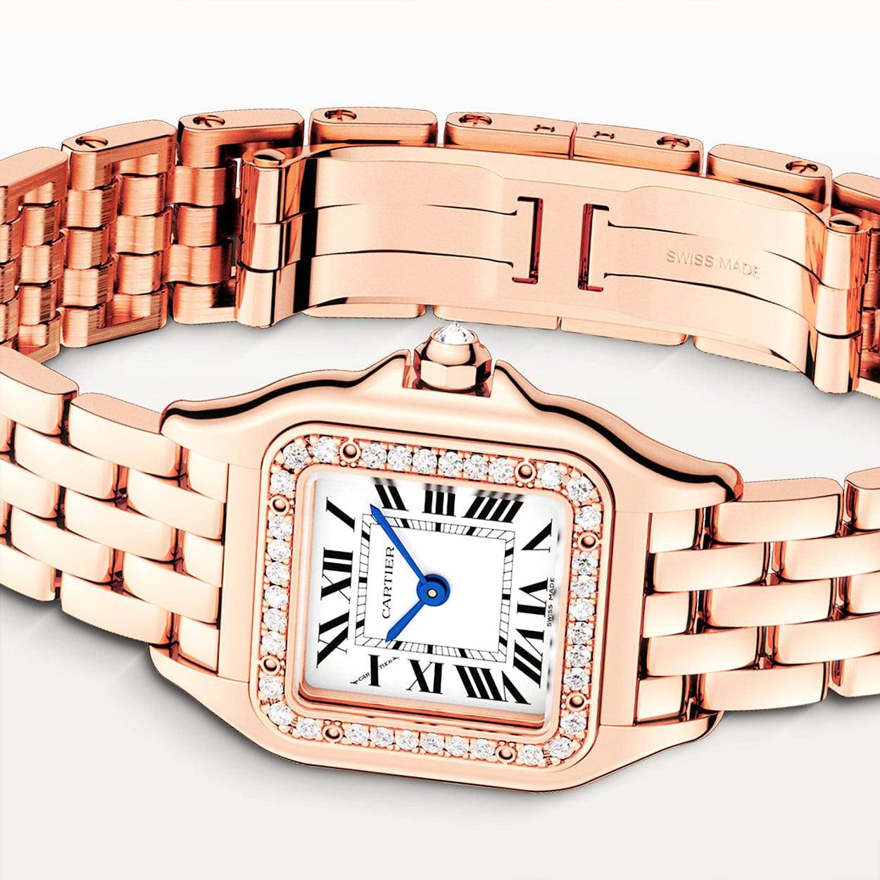 Panthère de Cartier Small 18ct Rose Gold Diamond Set Watch - Image 4