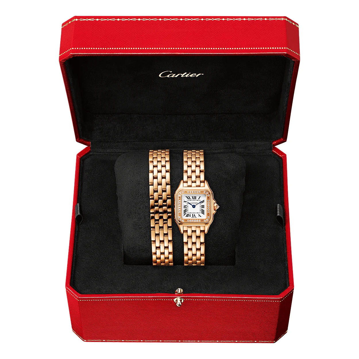 Panthère de Cartier Small 18ct Rose Gold Diamond Set Loop Bracelet Watch - Image 3