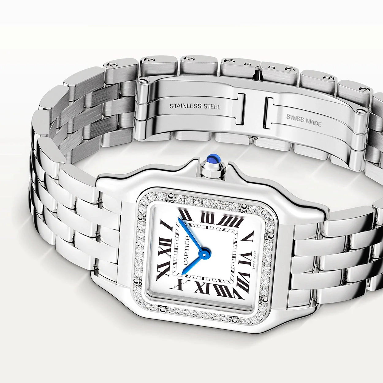 Panthère de Cartier Medium Steel Diamond Bezel Watch Steel Strap - Image 4