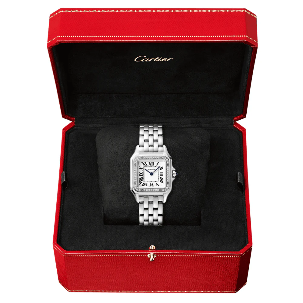 Panthère de Cartier Medium Steel Diamond Bezel Watch Steel Strap - Image 7