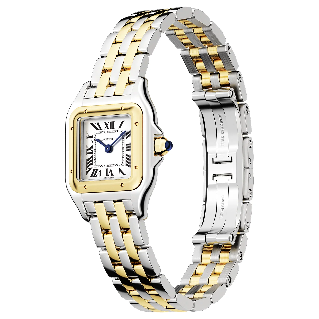 Panthère de Cartier Small 18ct Yellow Gold & Steel Ladies Bracelet Watch - Image 4
