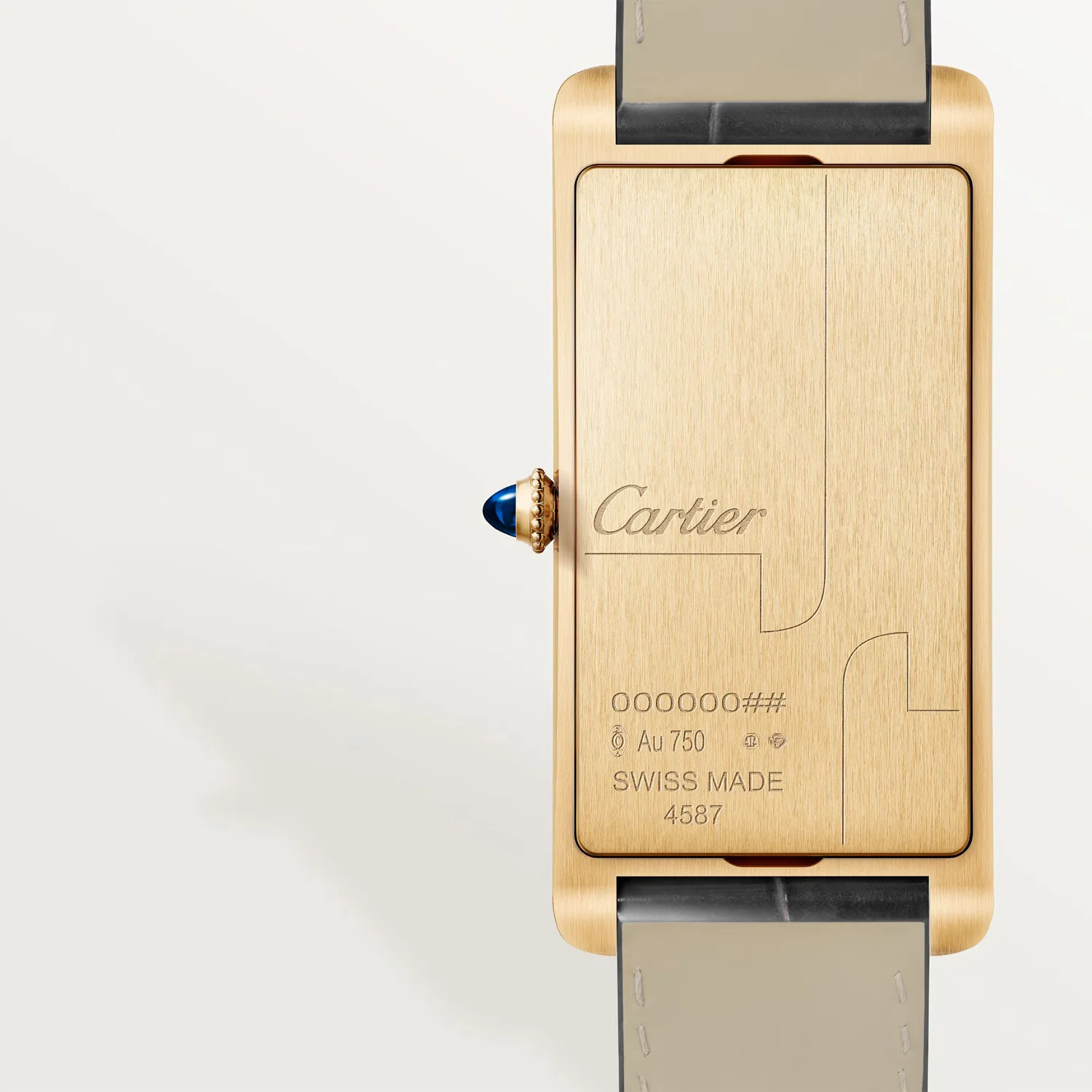 Privé Tank Cintrée 18ct Yellow Gold Leather Strap Watch - Image 3