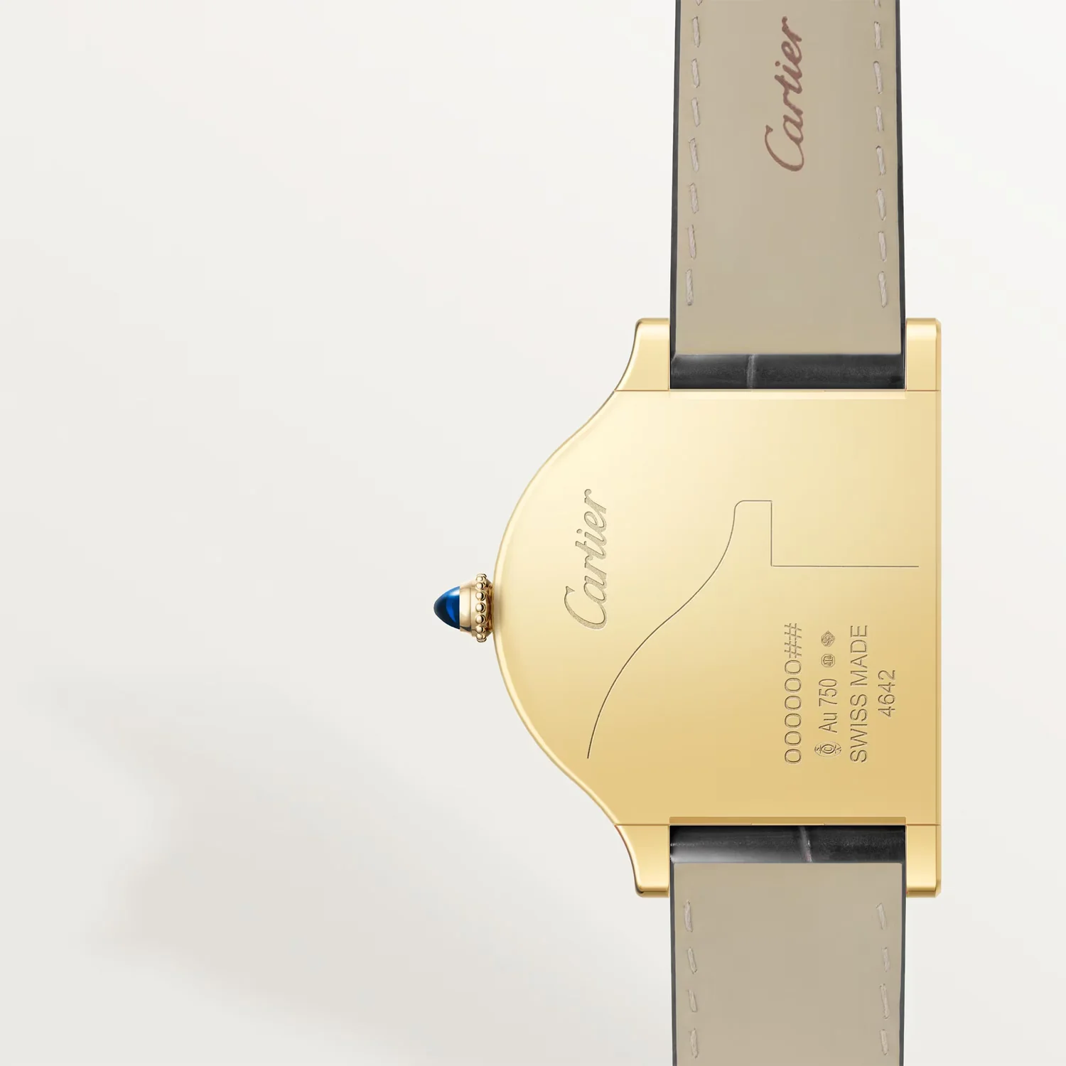 Privé Tank Cloche 18ct Yellow Gold Leather Strap Watch - Image 3