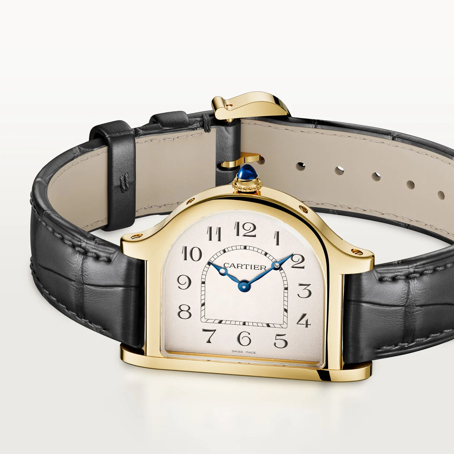 Privé Tank Cloche 18ct Yellow Gold Leather Strap Watch - Image 5