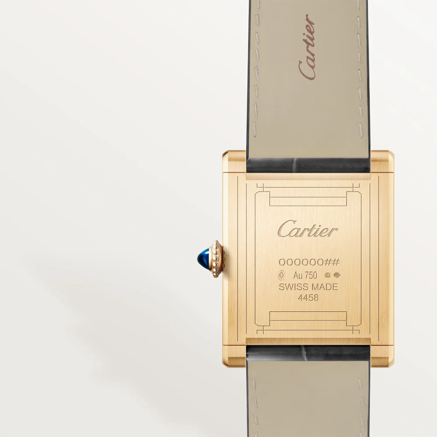 Privé Tank Normale 18ct Yellow Gold Leather Strap Watch - Image 3