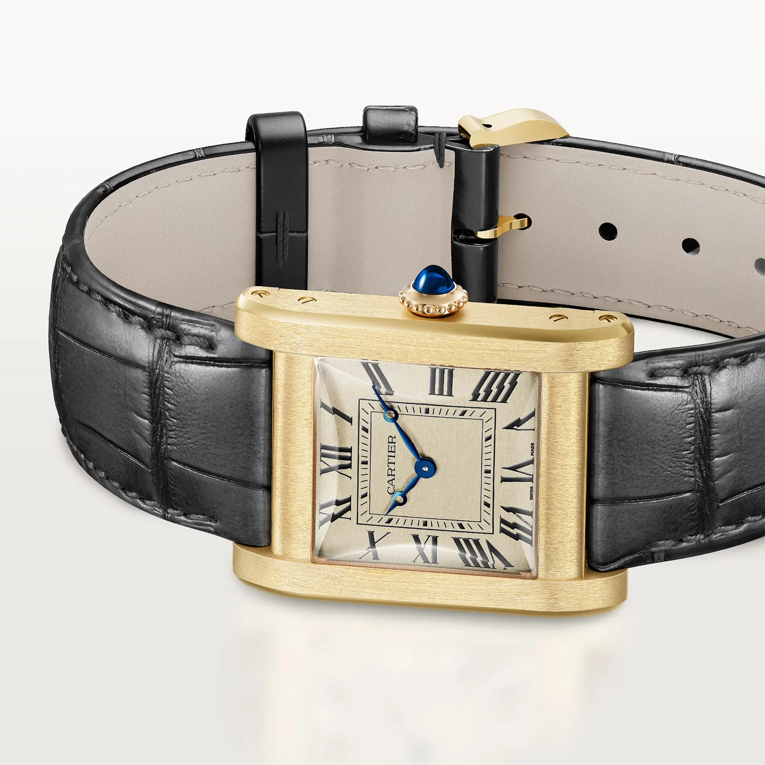 Privé Tank Normale 18ct Yellow Gold Leather Strap Watch - Image 5