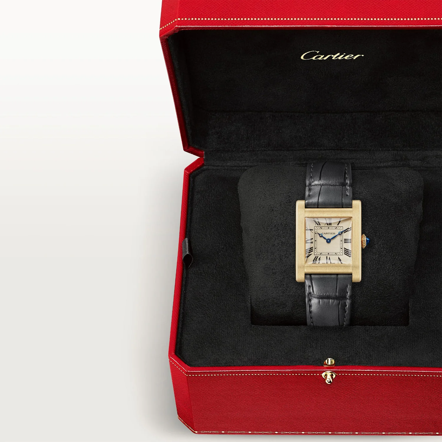 Privé Tank Normale 18ct Yellow Gold Leather Strap Watch - Image 6