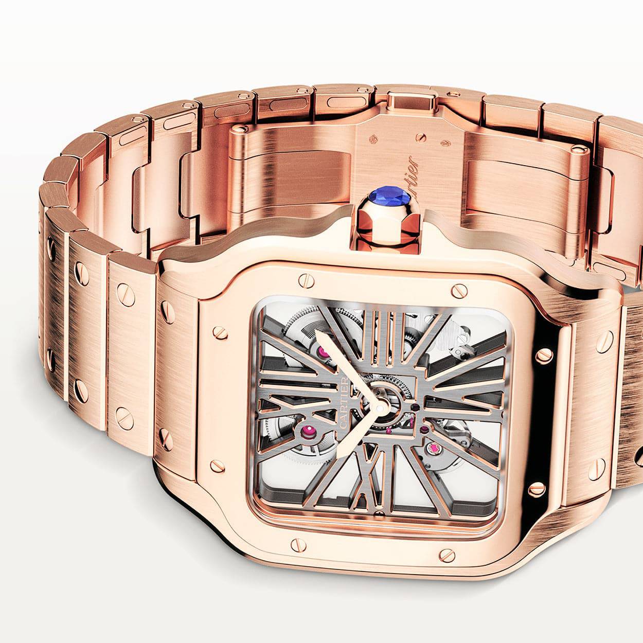 Santos de Cartier Large 18ct Rose Gold Men's Skeleton Dial Watch - Image 2