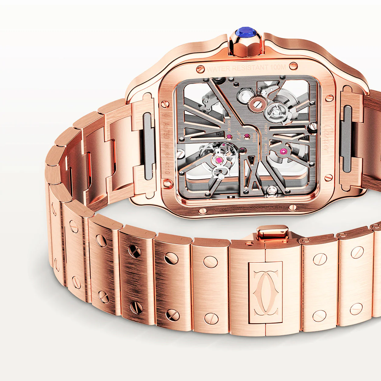 Santos de Cartier Large 18ct Rose Gold Men's Skeleton Dial Watch - Image 3