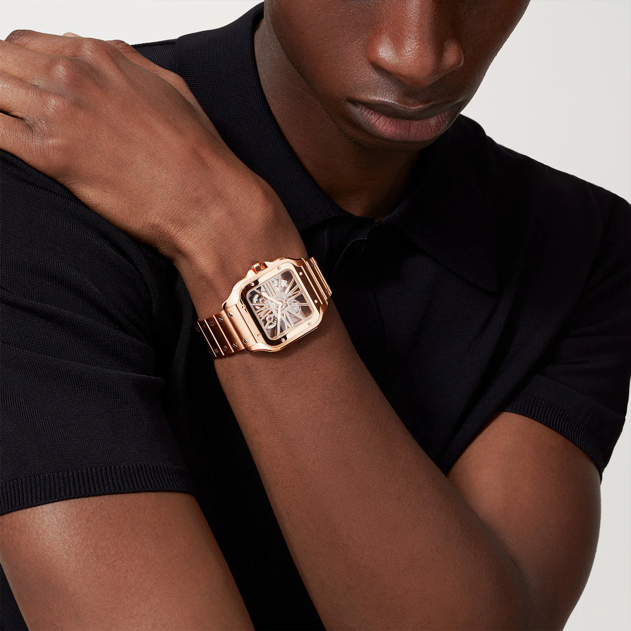 Santos de Cartier Large 18ct Rose Gold Men's Skeleton Dial Watch - Image 4