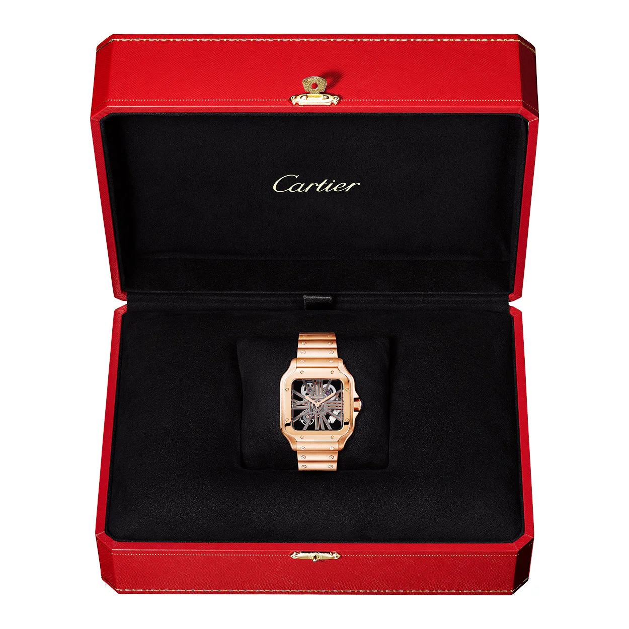 Santos de Cartier Large 18ct Rose Gold Men's Skeleton Dial Watch - Image 5