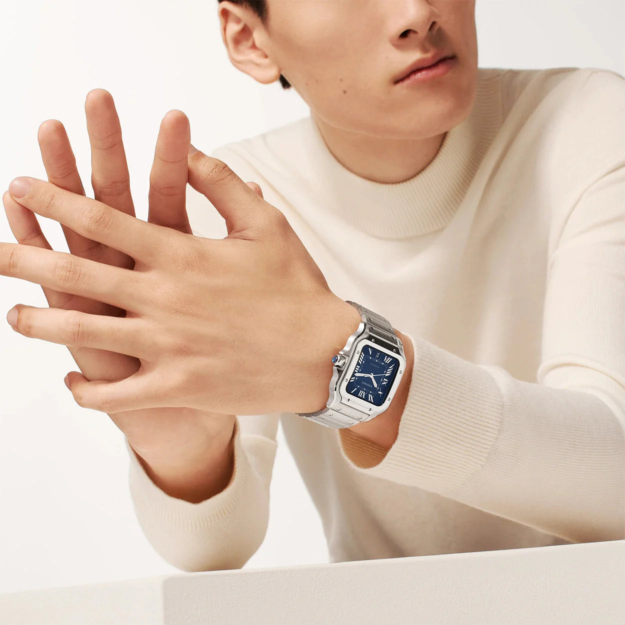 Santos de Cartier Large Blue Dial Automatic Steel Watch - Image 2