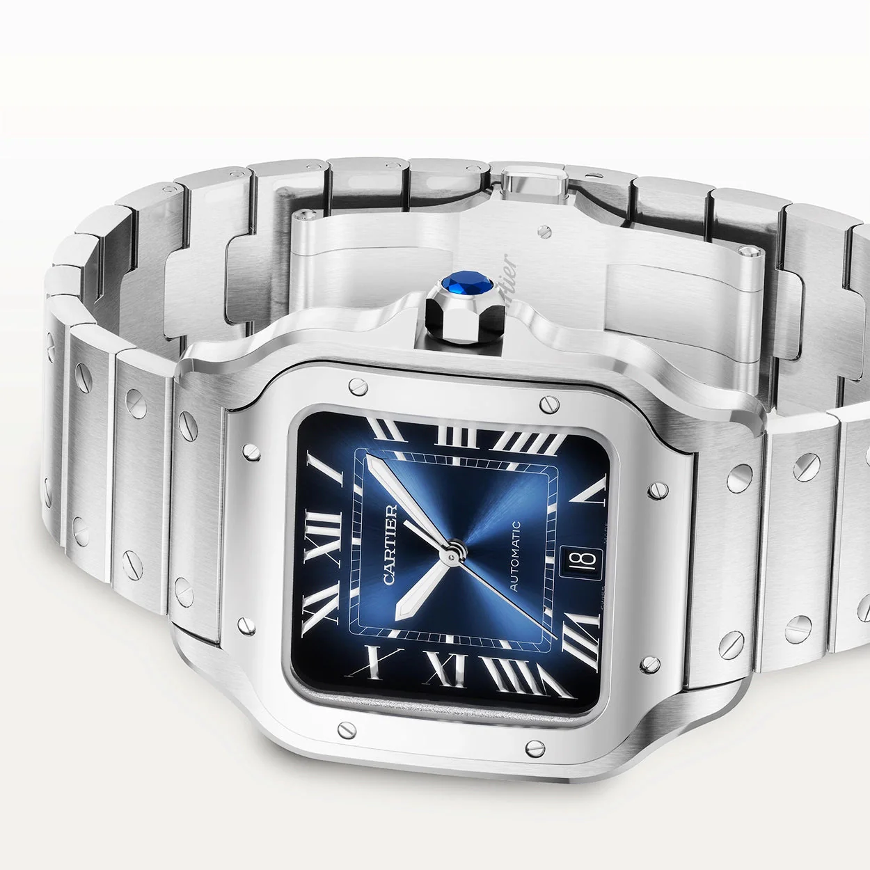Santos de Cartier Large Blue Dial Automatic Steel Watch - Image 4
