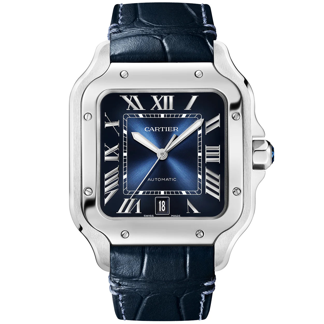 Santos de Cartier Large Blue Dial Automatic Steel Watch - Image 7