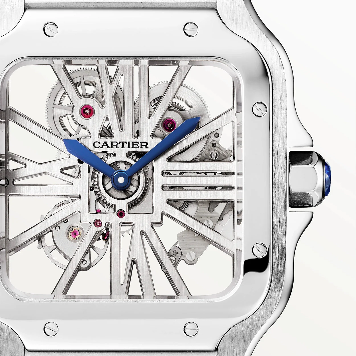 Santos de Cartier Large Steel Skeleton Dial Bracelet/Strap Watch - Image 3
