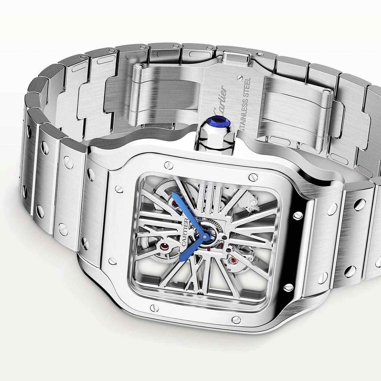 Santos de Cartier Large Steel Skeleton Dial Bracelet/Strap Watch - Image 4