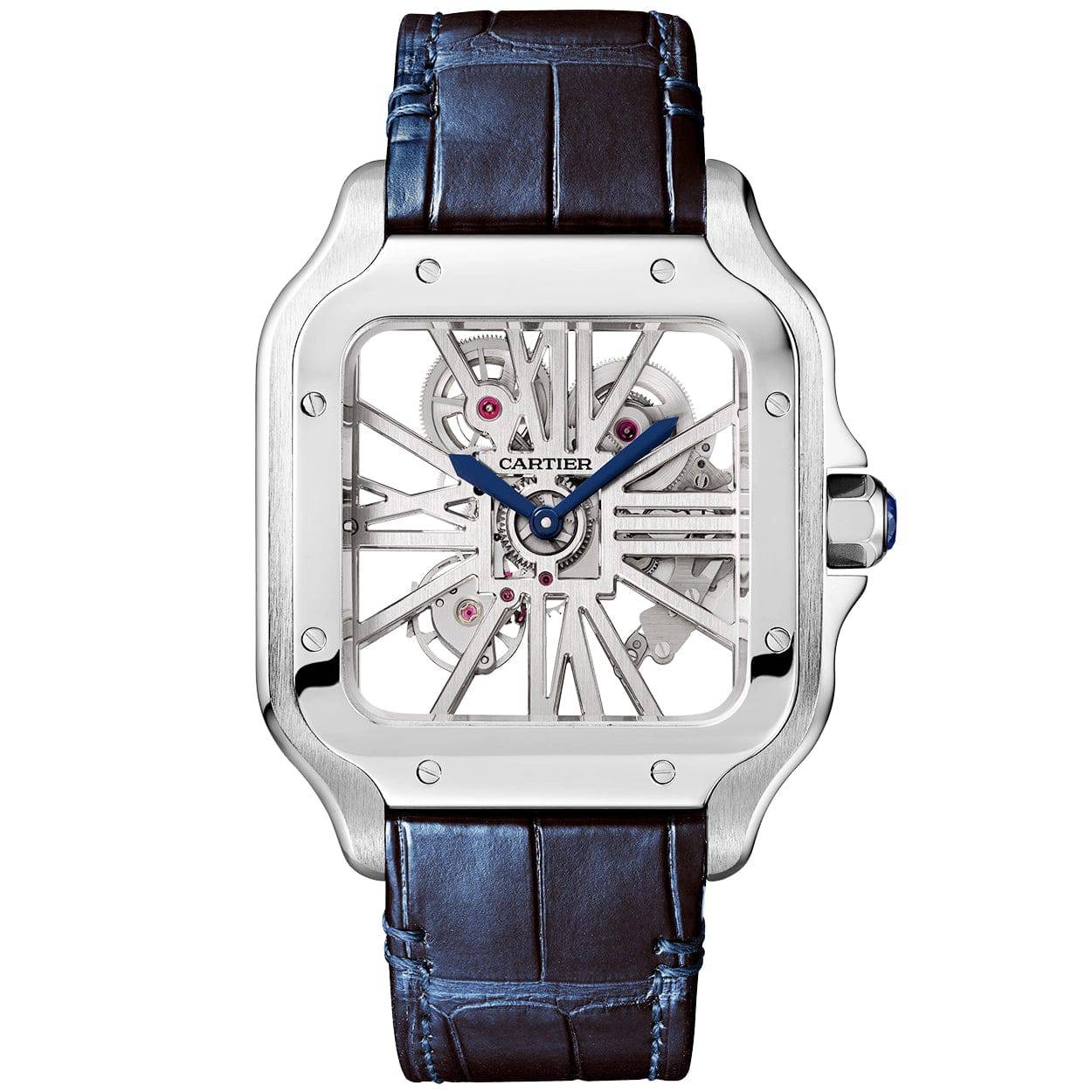Santos de Cartier Large Steel Skeleton Dial Bracelet/Strap Watch - Image 7