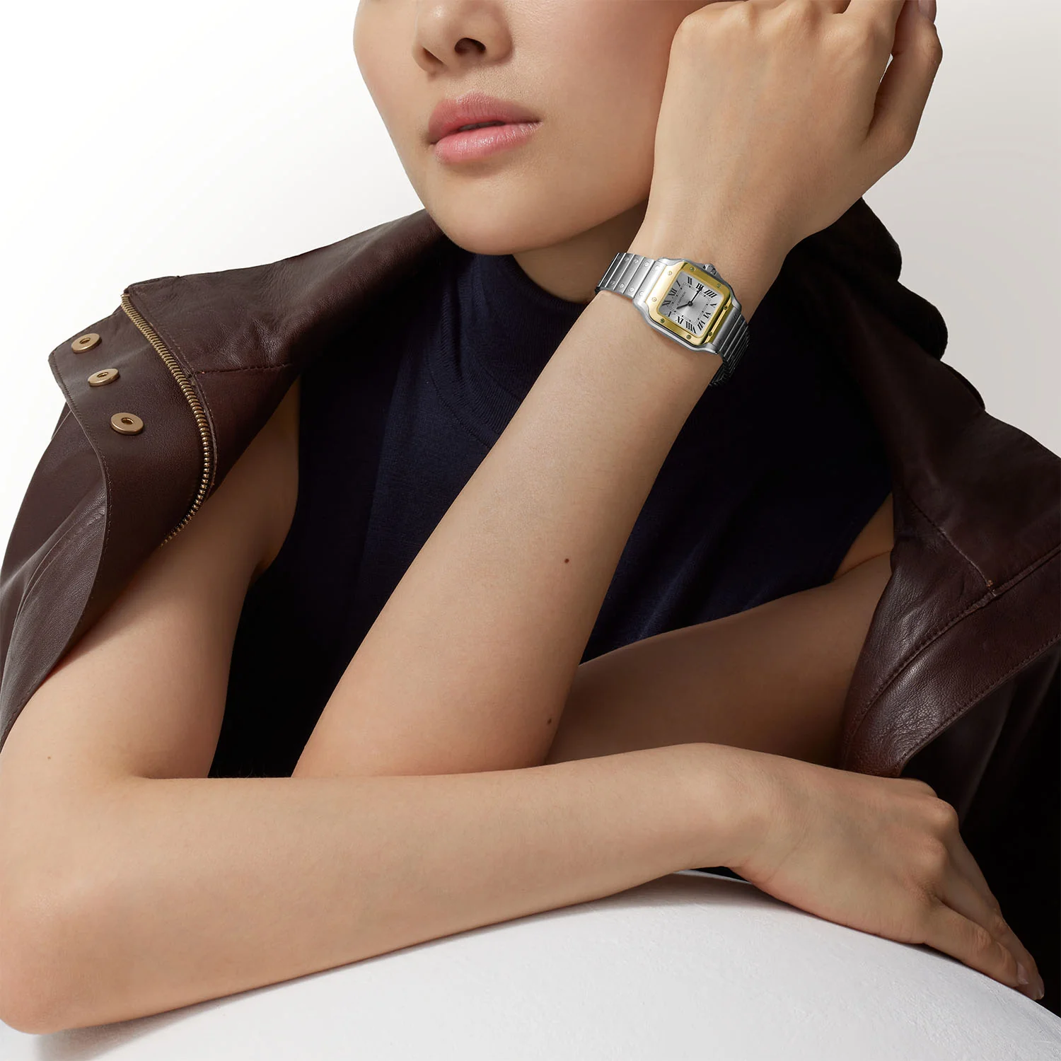 Santos de Cartier Small Steel & 18ct Yellow Gold Bracelet Watch - Image 2