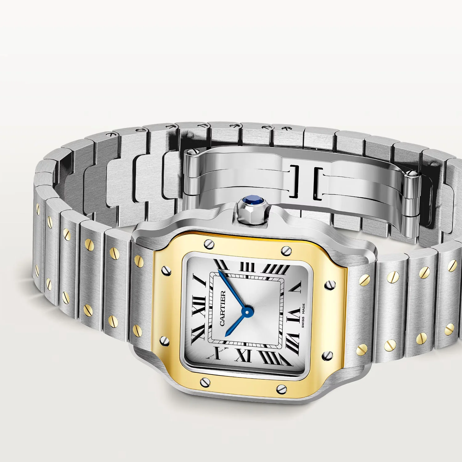 Santos de Cartier Small Steel & 18ct Yellow Gold Bracelet Watch - Image 4