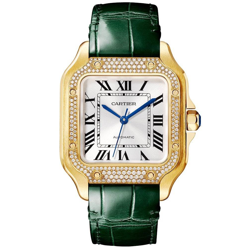 Santos de Cartier Medium Diamond Set Automatic 18ct Yellow Gold Watch - Image 2
