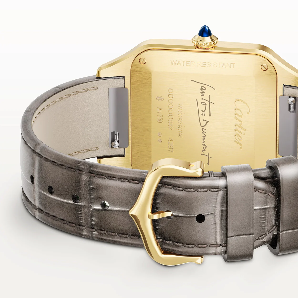 Santos-Dumont Large 18ct Yellow Gold Grey Lacquer Watch - Image 2
