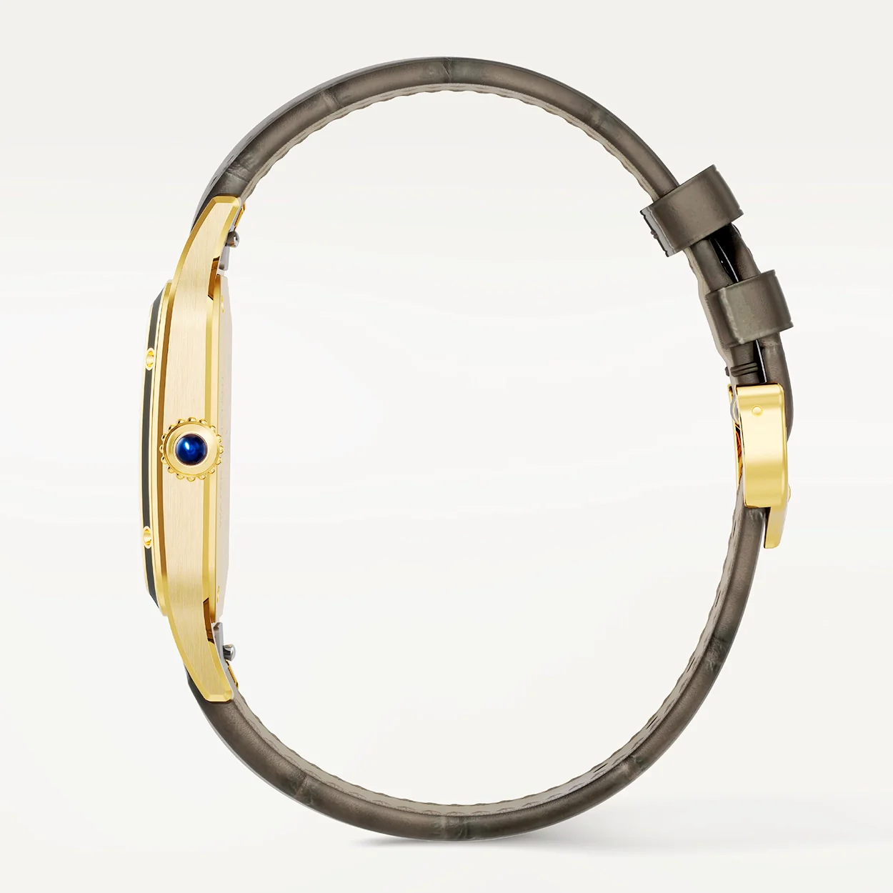 Santos-Dumont Large 18ct Yellow Gold Grey Lacquer Watch - Image 4