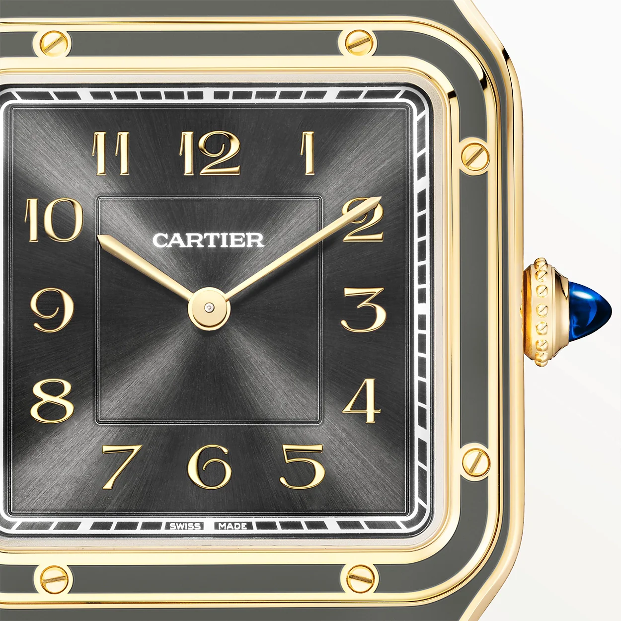 Santos-Dumont Large 18ct Yellow Gold Grey Lacquer Watch - Image 5