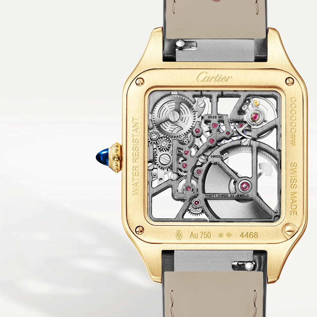 Santos-Dumont Large 18ct Yellow Gold Skeleton Dial Automatic Watch - Image 5