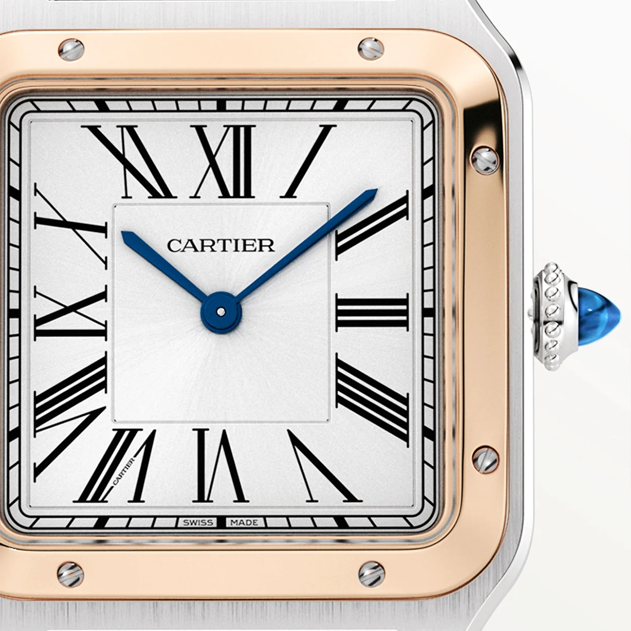 Santos-Dumont Large & 18ct Pink Gold Steel Leather Strap Watch - Image 4