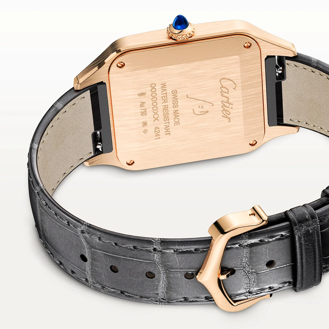 Santos-Dumont Large 18ct Rose Gold Strap Watch - Image 5