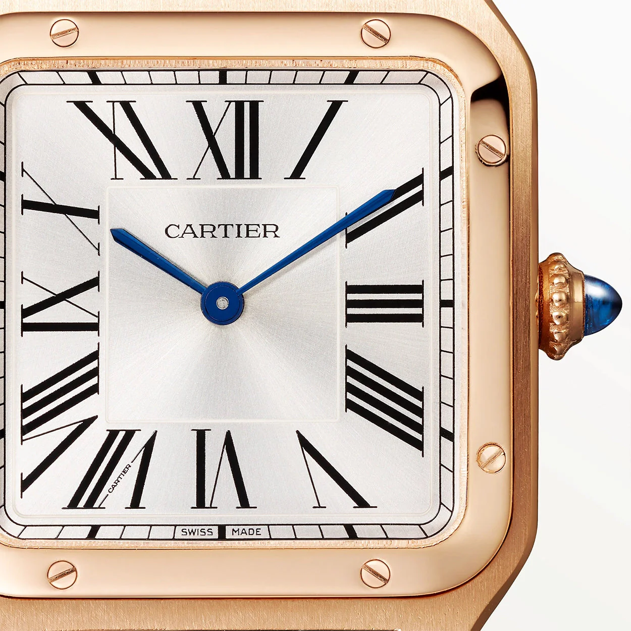 Santos-Dumont Large 18ct Rose Gold Strap Watch - Image 6