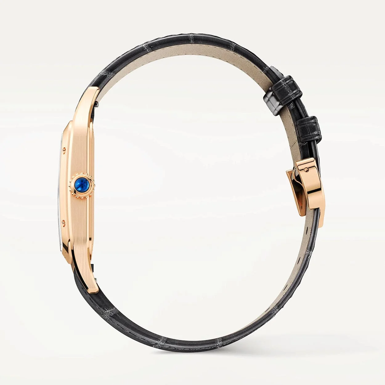 Santos-Dumont Large 18ct Rose Gold Strap Watch - Image 7