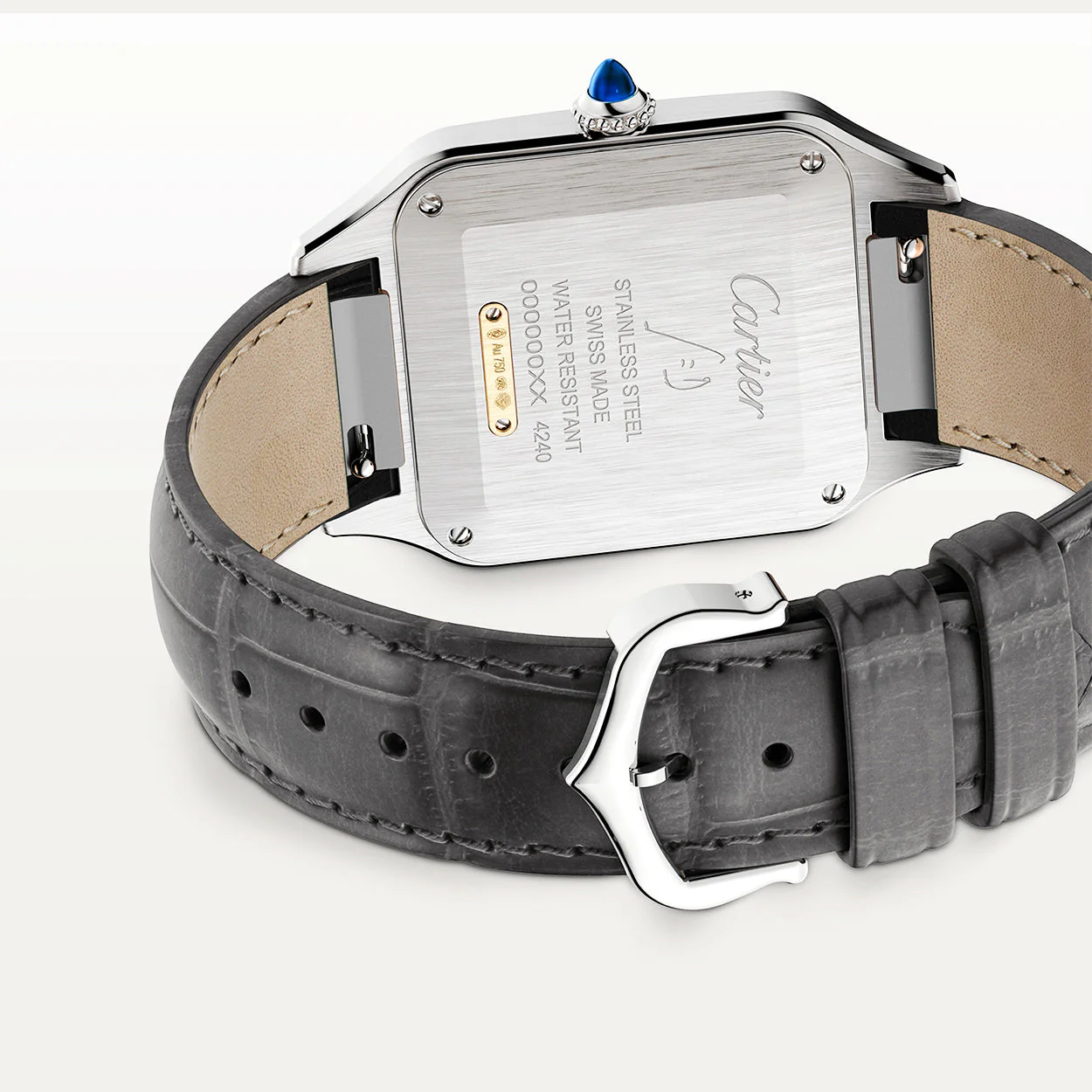 Santos-Dumont Large Steel & 18ct Yellow Gold Strap Watch - Image 4