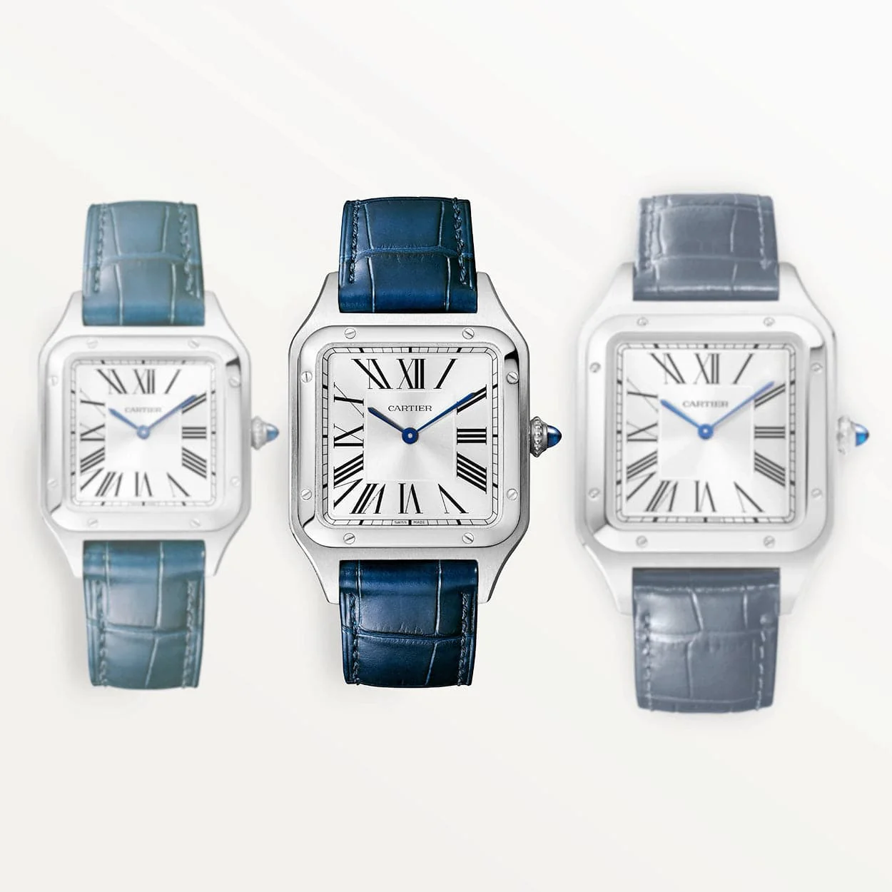 Santos-Dumont Large Steel Silver Dial Strap Watch - Image 6
