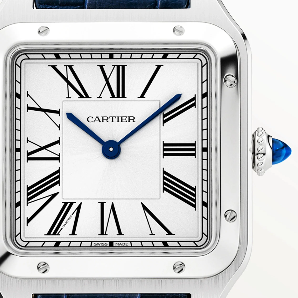 Santos-Dumont Large Steel Silver Dial Strap Watch - Image 7