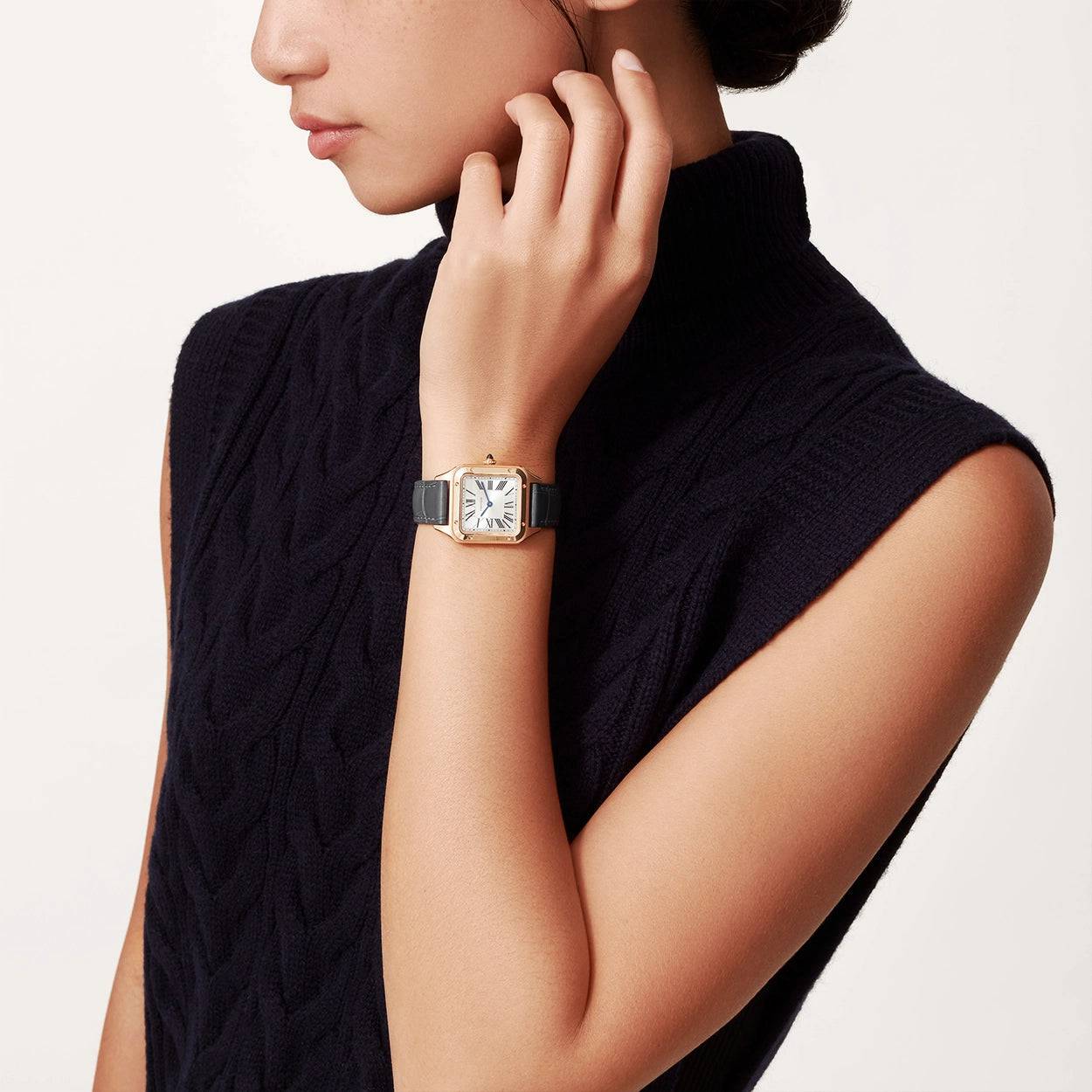 Santos-Dumont Small 18ct Rose Gold Strap Watch - Image 2